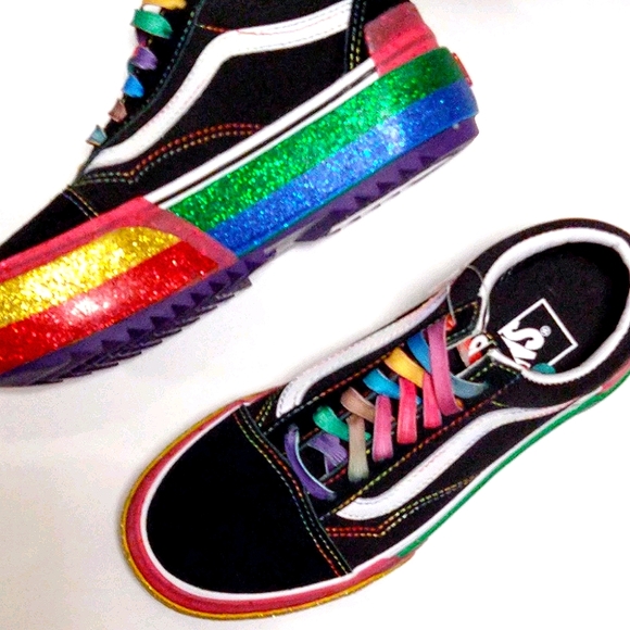 VANS GLITTERED STACKED PLATFORM Women's SIZE 6 - Picture 9 of 10